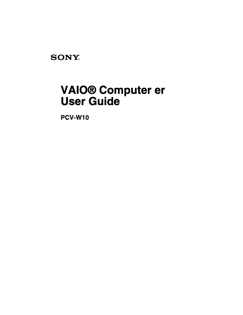 Page 1 de la notice Manuel utilisateur Sony Vaio PCV-W10