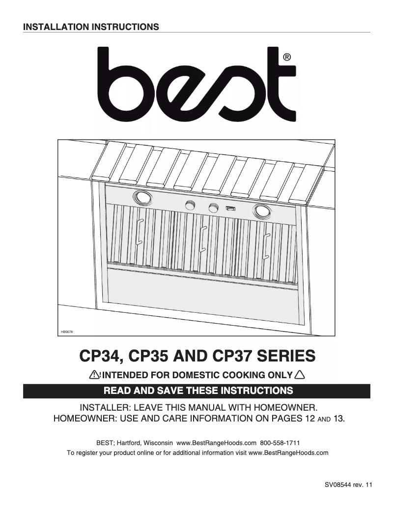 Page 1 de la notice Guide d'installation Best CP35I429SB