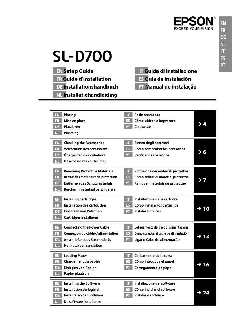 Page 1 de la notice Guide d'installation Epson SureLab SL-D700