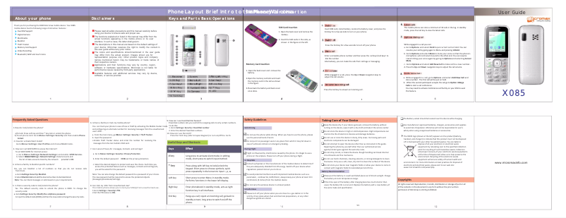 Page 1 de la notice Manuel utilisateur Micromax X085
