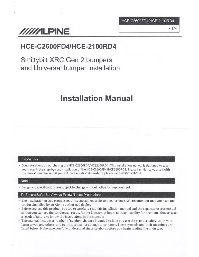 Page n°1 - Manuel utilisateur Alpine HCE-C2600FD4