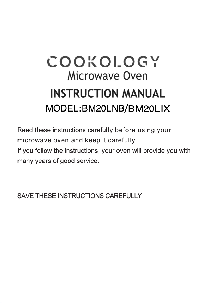 Page 1 de la notice Manuel utilisateur Cookology BM20LIX