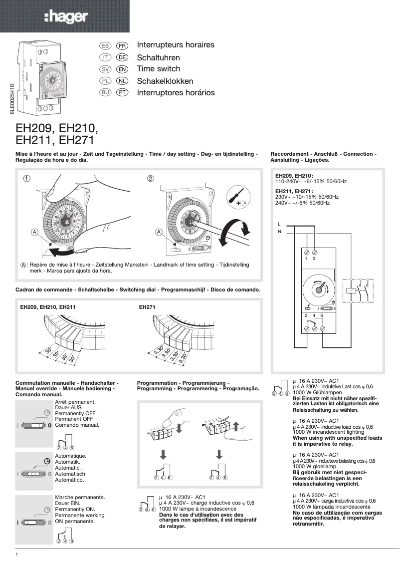 Page 1 de la notice Mode d'emploi Hager EH211