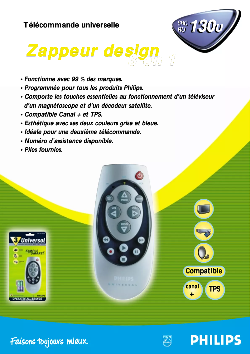 Page 1 of the manual Technical Sheet Philips SBC RU 130