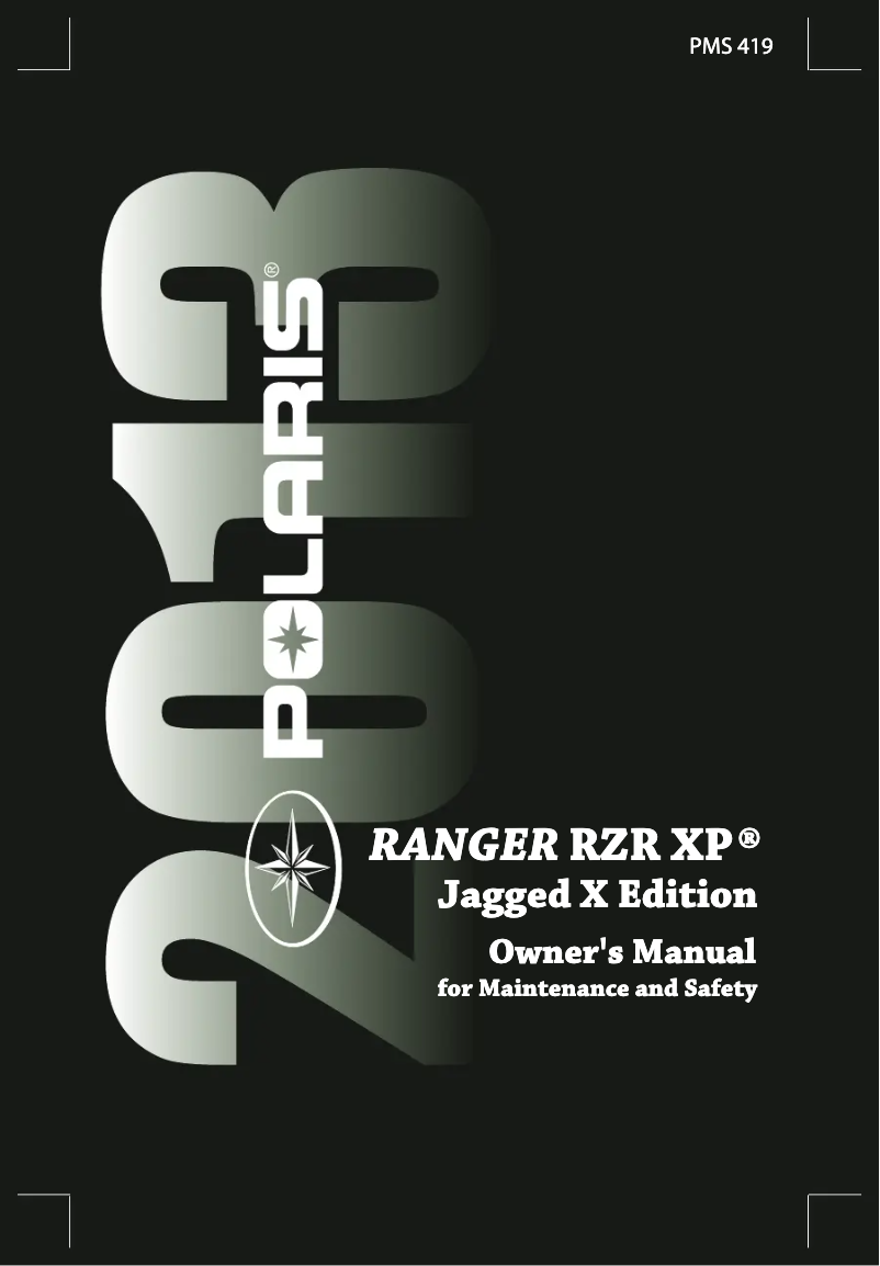 Image de la première page du manuel de l'appareil Ranger RZR XP Jagged X Edition (2013)