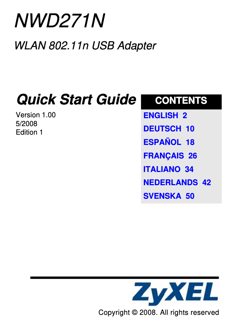 Page 1 de la notice Manuel utilisateur ZyXEL NWD271N