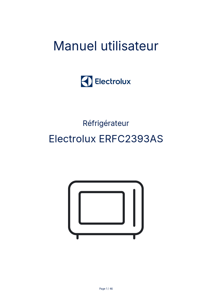 Page n°1 - Manuel utilisateur Electrolux ERFC2393AS