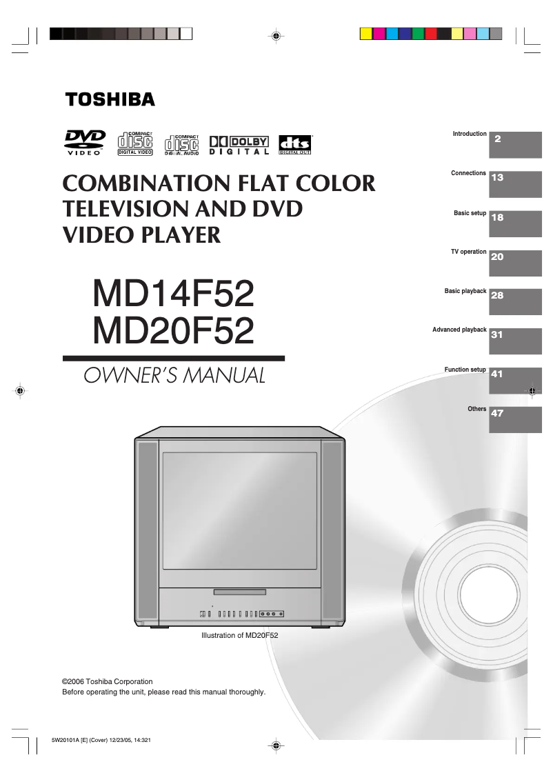 Page n°1 - Manuel utilisateur Toshiba MD14F52
