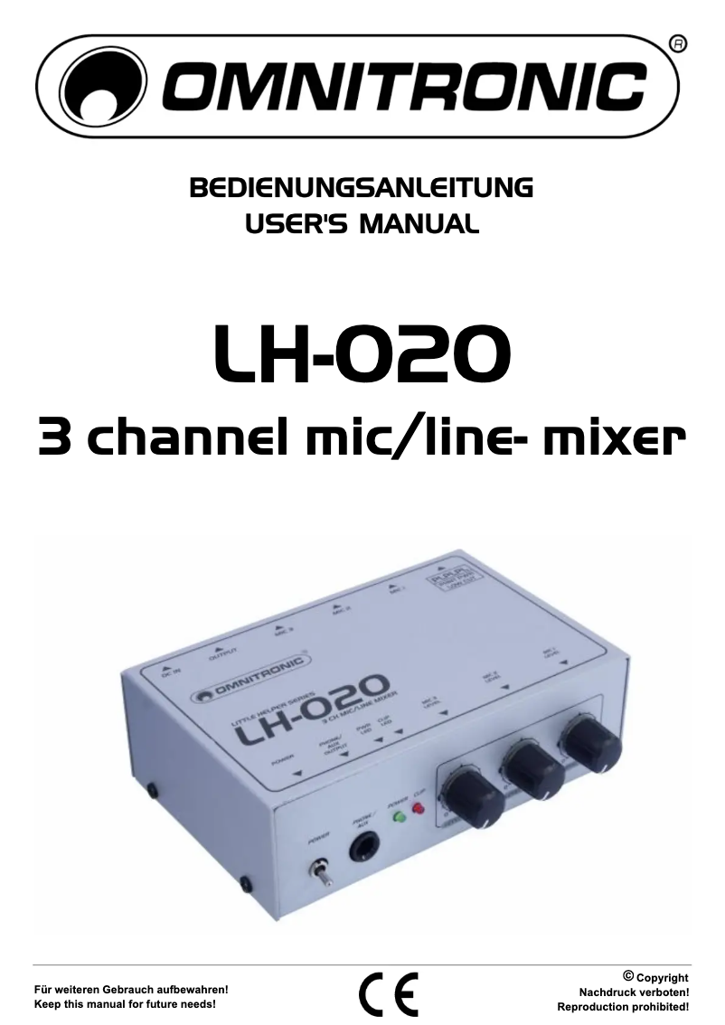 Page n°1 - Manuel utilisateur Omnitronic LH-020