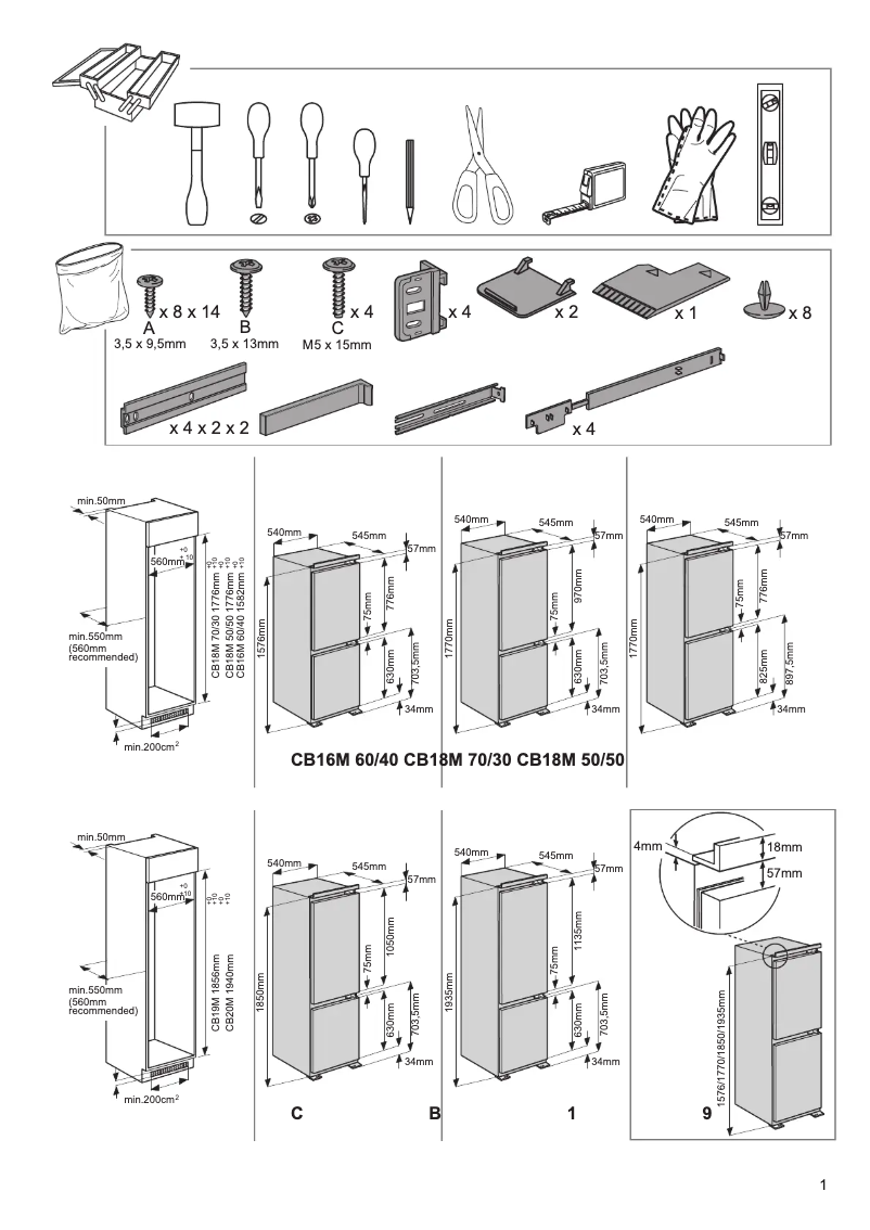 Page 1 de la notice Guide d'installation Indesit IB 5050 A1 D.UK