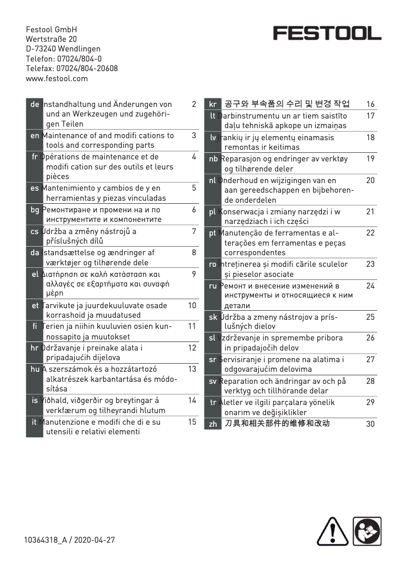 Page 1 de la notice Instructions de sécurité Festool LR 32-SYS