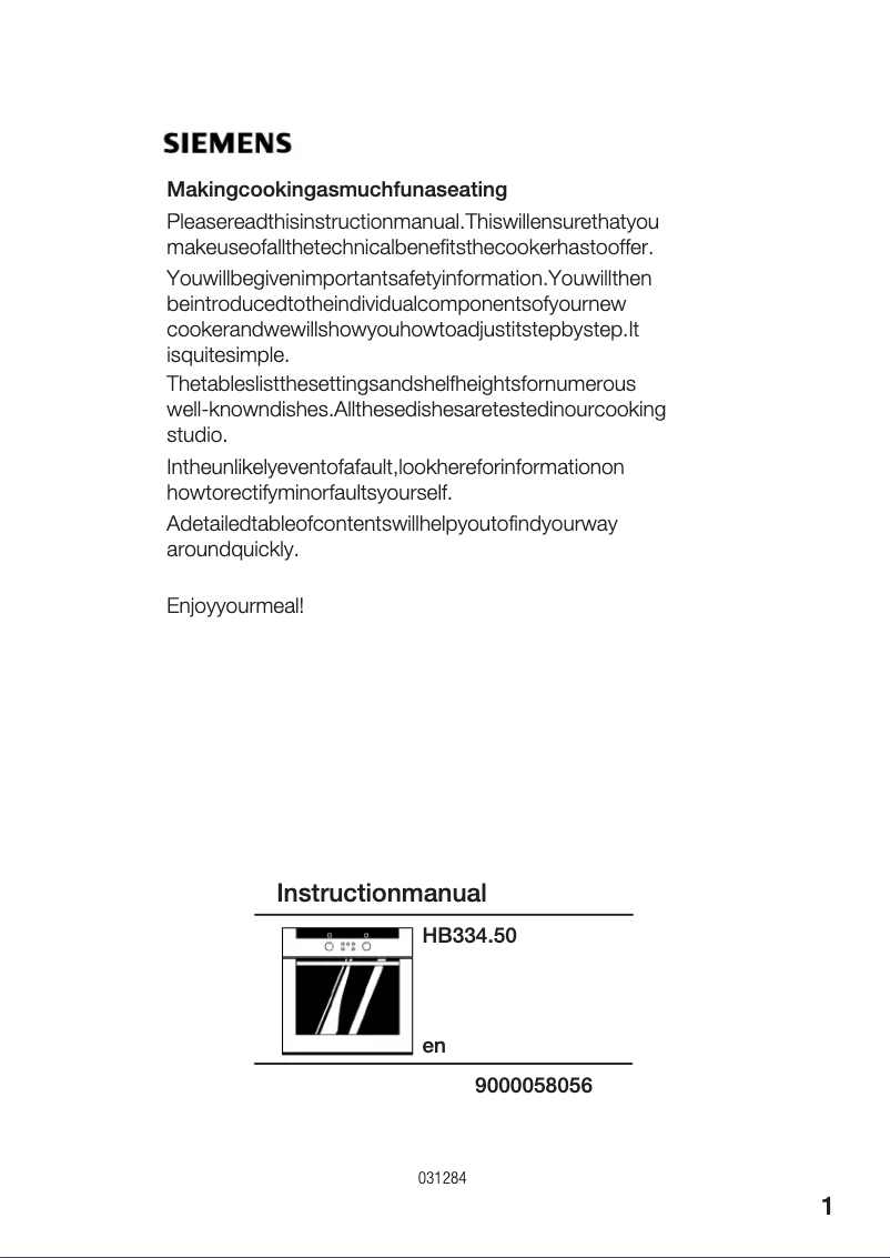 Page 1 de la notice Manuel utilisateur Siemens HB334650