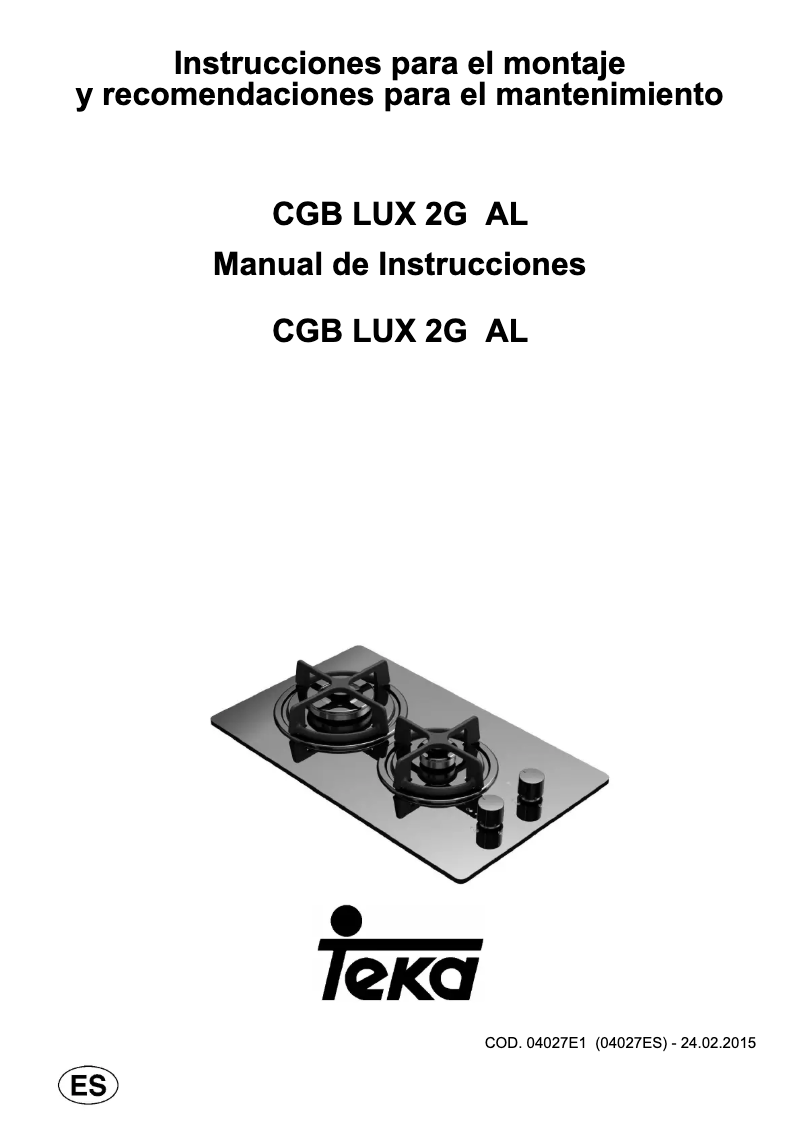 Page n°1 - Manuel utilisateur Teka CGB LUX 30 2G AL CI