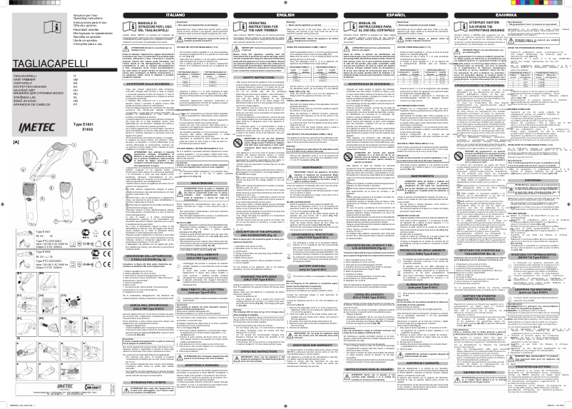 Page 1 de la notice Manuel utilisateur Imetec Hi Man HC4 100