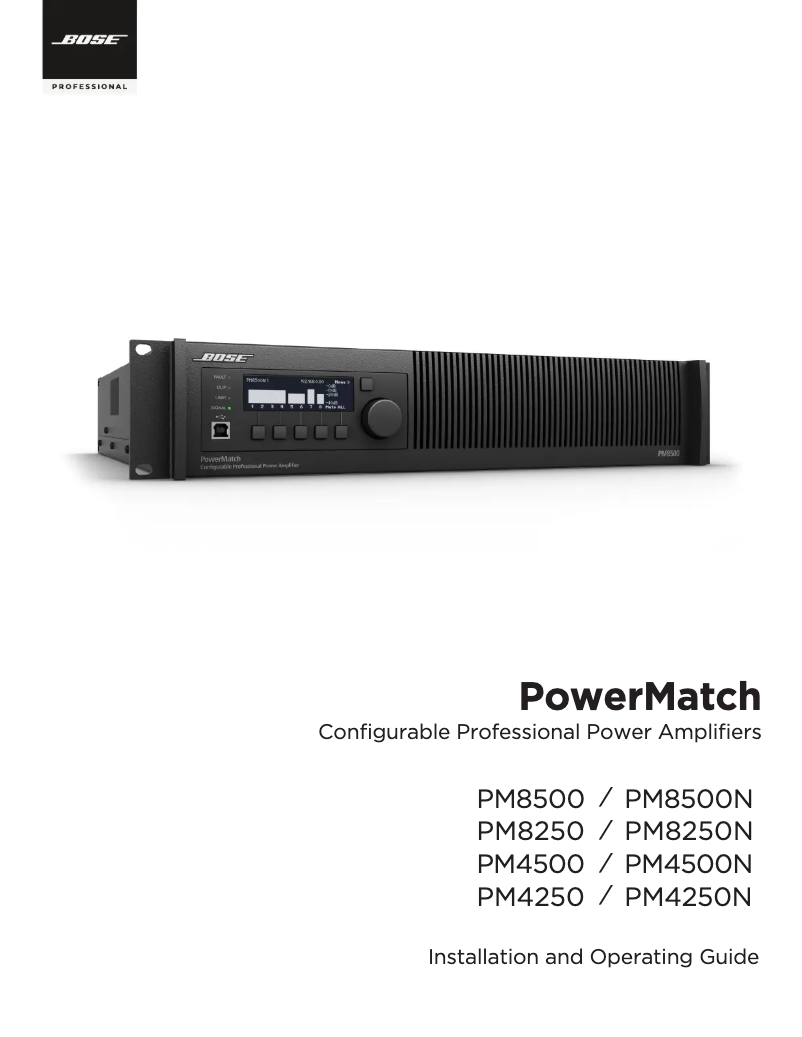 Page n°1 - Guide d'installation Bose PowerMatch PM8500N