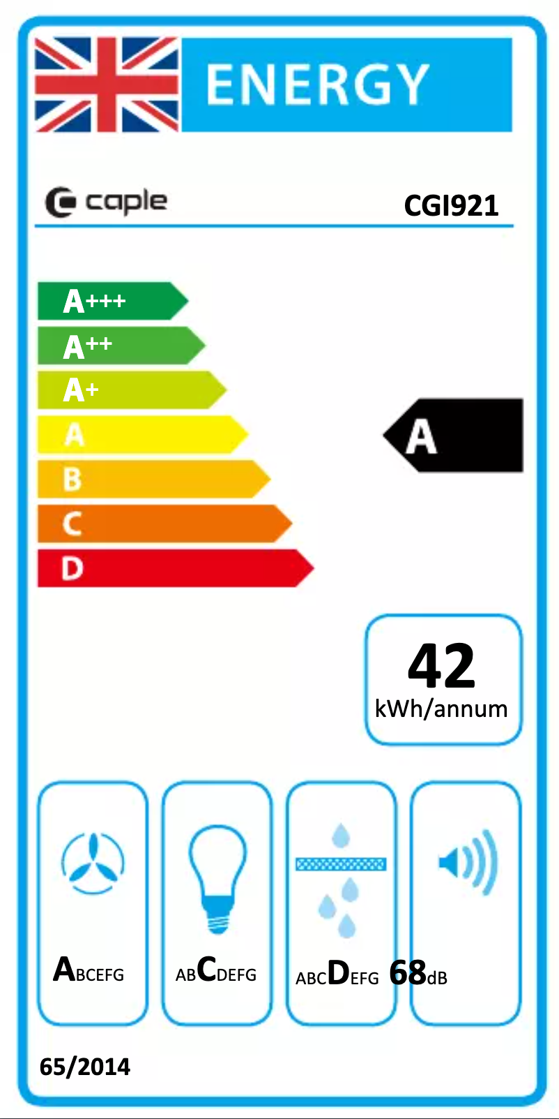 Page 1 de la notice Label énergétique Caple CGI921