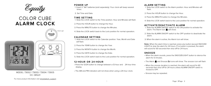 Image de la première page du manuel de l'appareil 73005