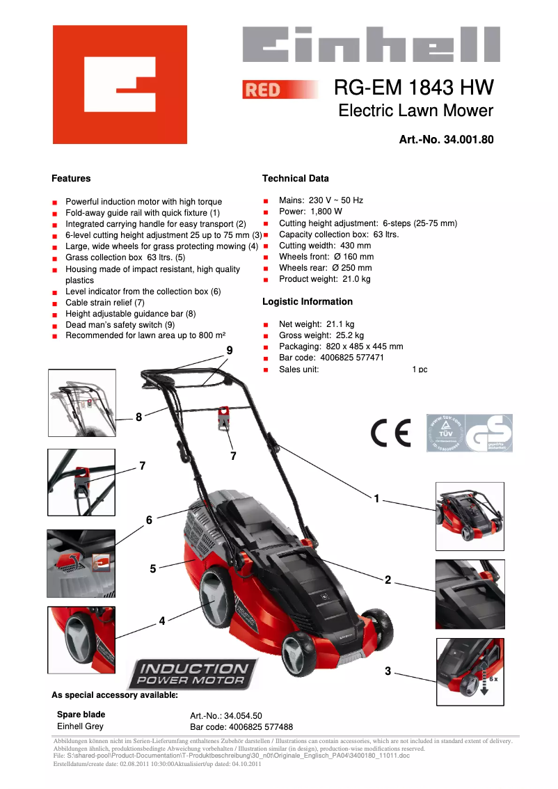Image de la première page du manuel de l'appareil RG-EM 1843 HW