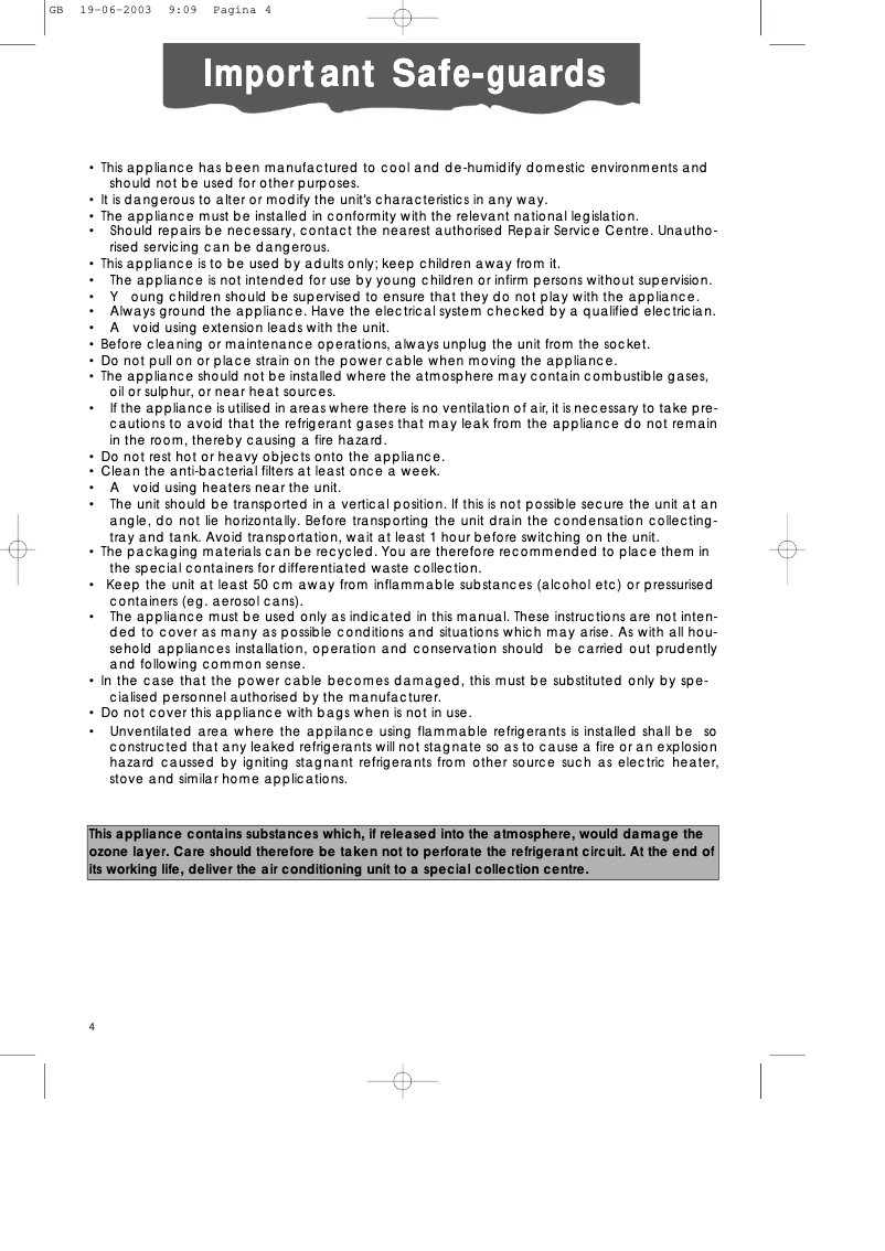 Page 1 de la notice Manuel utilisateur DeLonghi PAC FX160 ECO