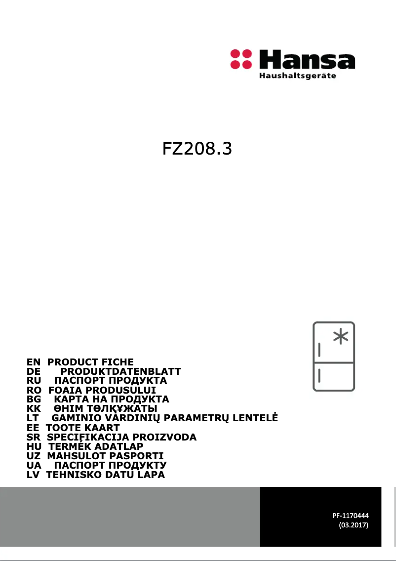 Page n°1 - Fiche technique Hansa FZ208.3