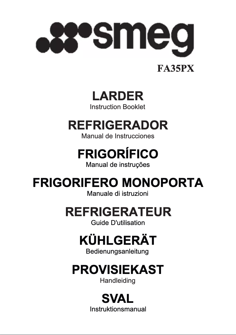 Page n°1 - Manuel utilisateur Smeg FA35PX