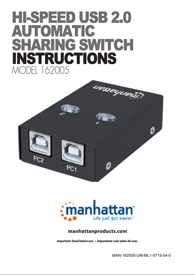 Page 1 de la notice Manuel utilisateur Manhattan 162005
