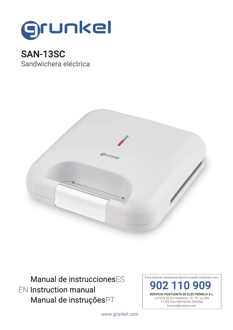 Página 1 del manual Manual de usuario Grunkel SAN-13SC