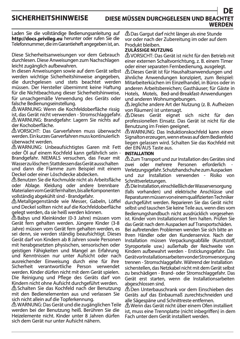 Page 1 de la notice Manuel utilisateur Privileg PB 27S60 AL