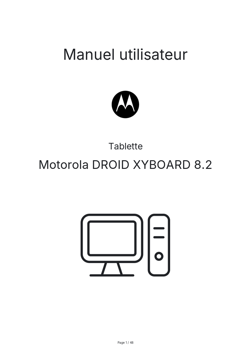Page n°1 - Manuel utilisateur Motorola DROID XYBOARD 8.2