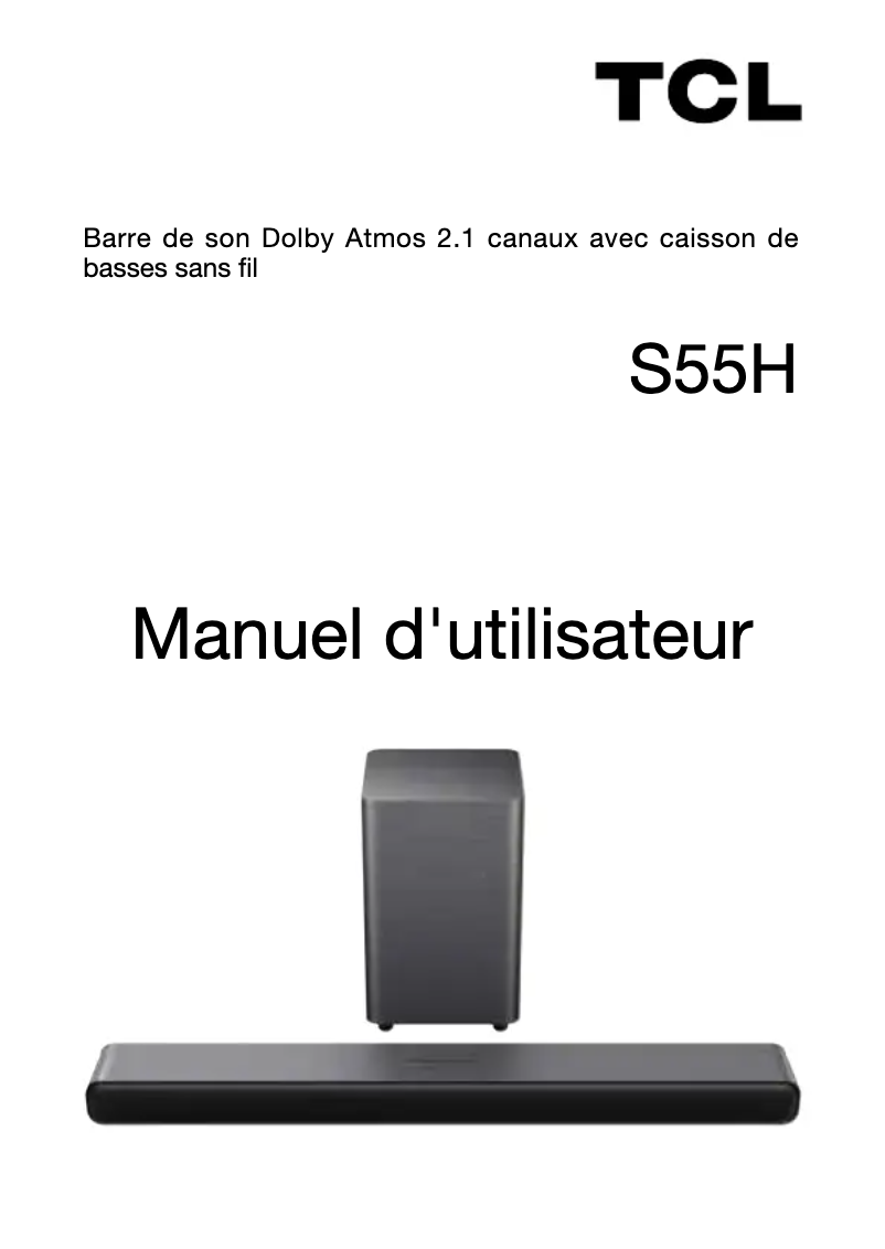 Page 1 of the manual User Manual TCL S55H