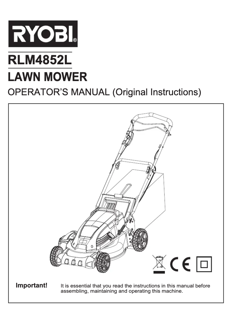 Page 1 de la notice Manuel utilisateur RYOBI RLM4852L