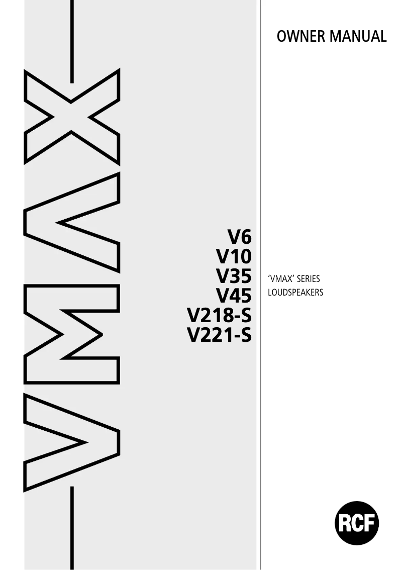 Page 1 de la notice Manuel utilisateur RCF V218-S