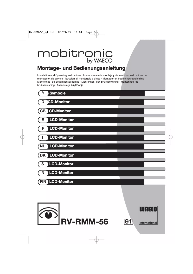 Page 1 de la notice Manuel utilisateur Waeco Mobitronic RV-RMM-56