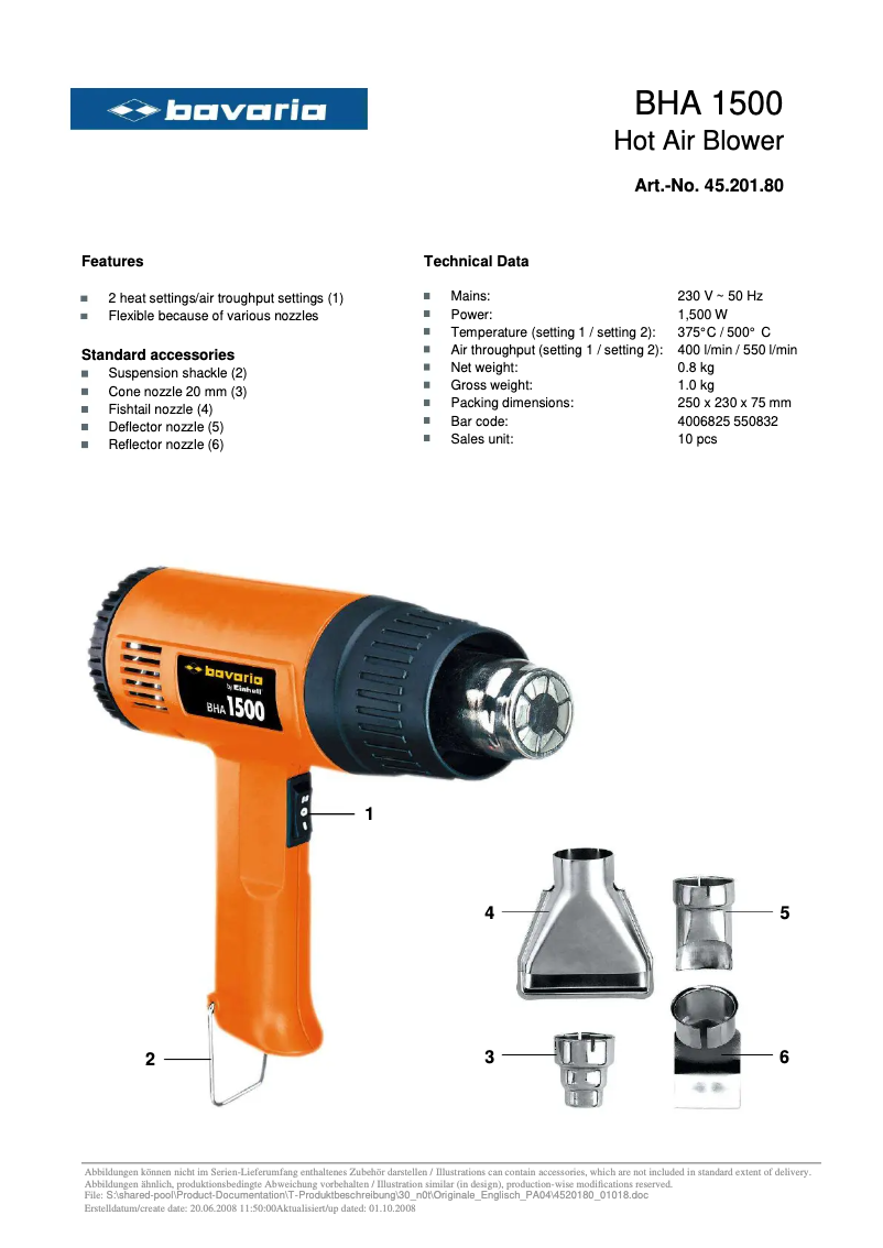 Página 1 del manual Manual de usuario Bavaria BHA 1500