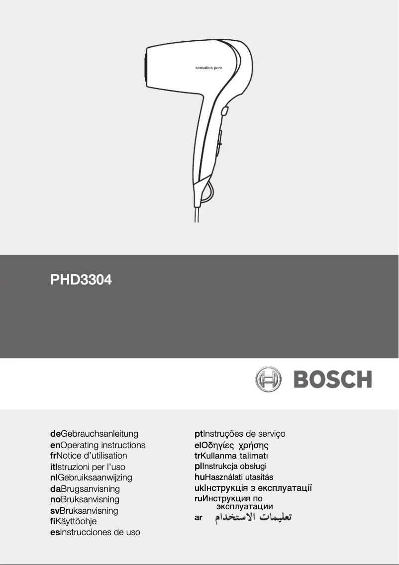 Page 1 de la notice Manuel utilisateur Bosch PHD3304