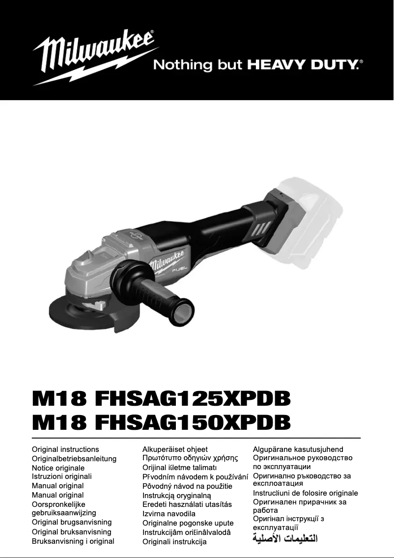 Page n°1 - Manuel utilisateur Milwaukee M18 FHSAG150XPDB
