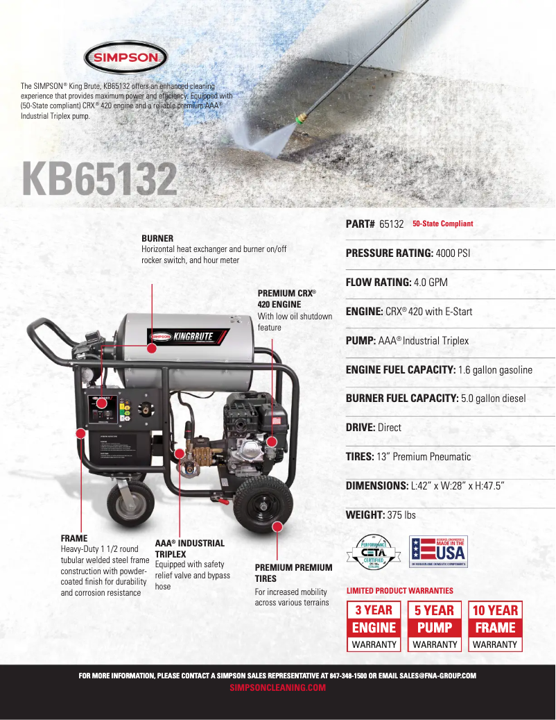 Page n°1 - Fiche technique Simpson King Brute KB65132