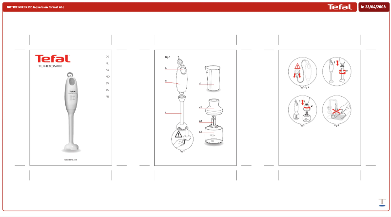 Page 1 de la notice Mode d'emploi Tefal Turbomix Plus HB1001