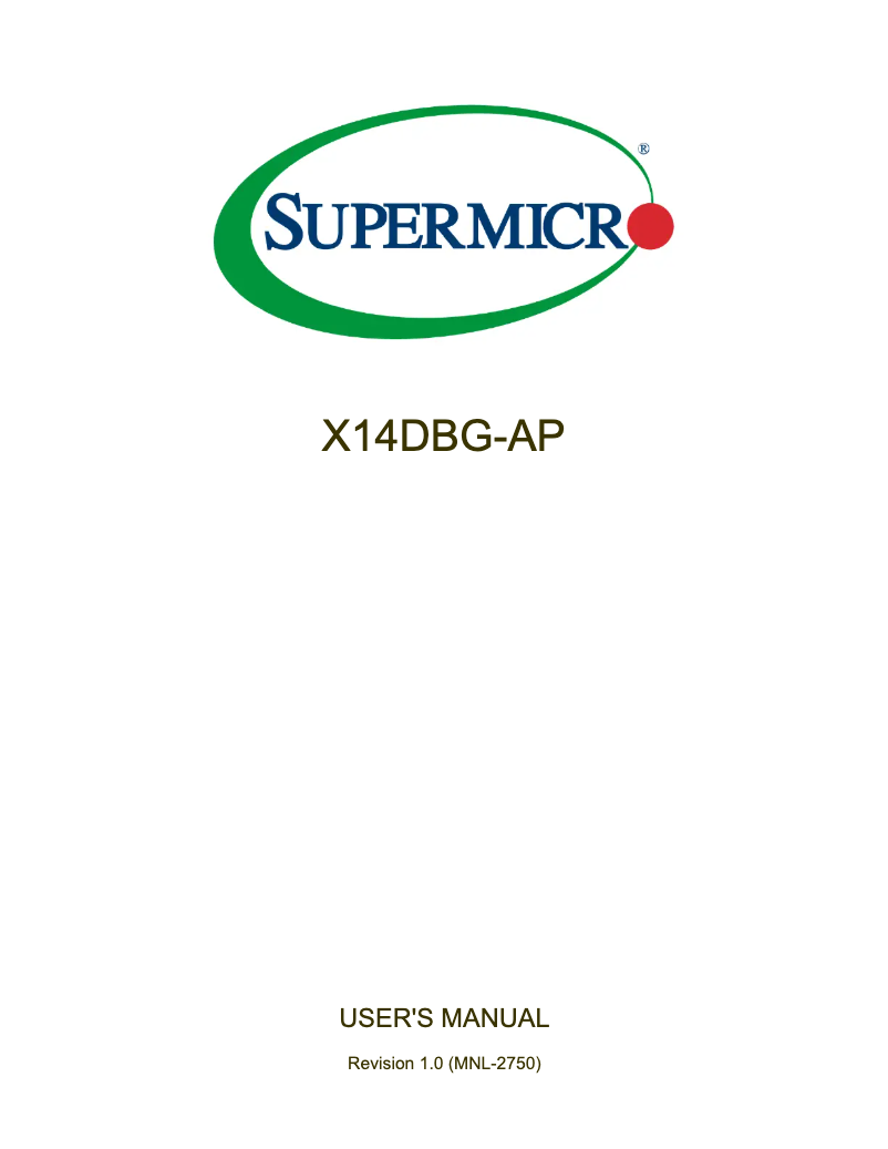 Page 1 de la notice Manuel utilisateur Supermicro X14DBG-AP