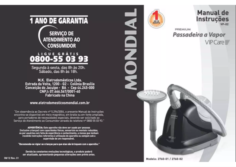 Página 1 del manual Manual de usuario Mondial VIP Care VP-02