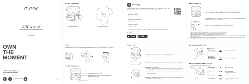 Page 1 de la notice Guide de démarrage rapide Cleer ARC II Sport