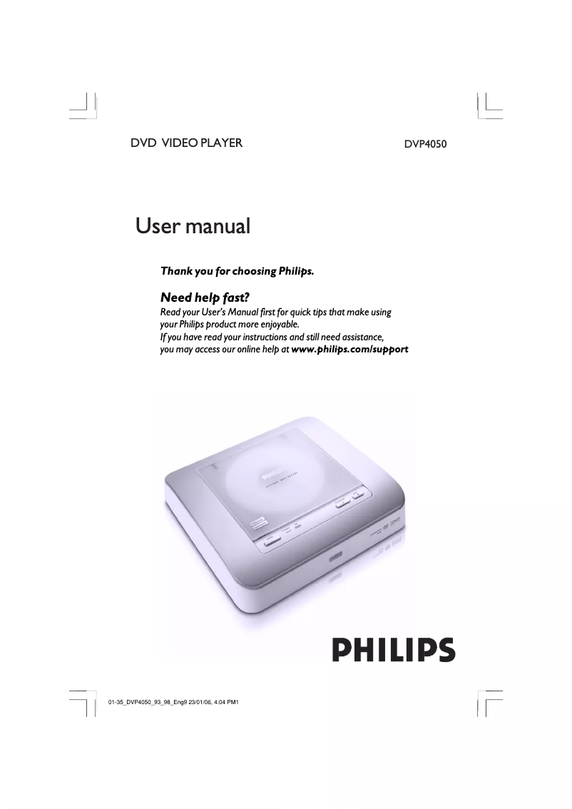 Page 1 of the manual User Manual Philips DVP4050
