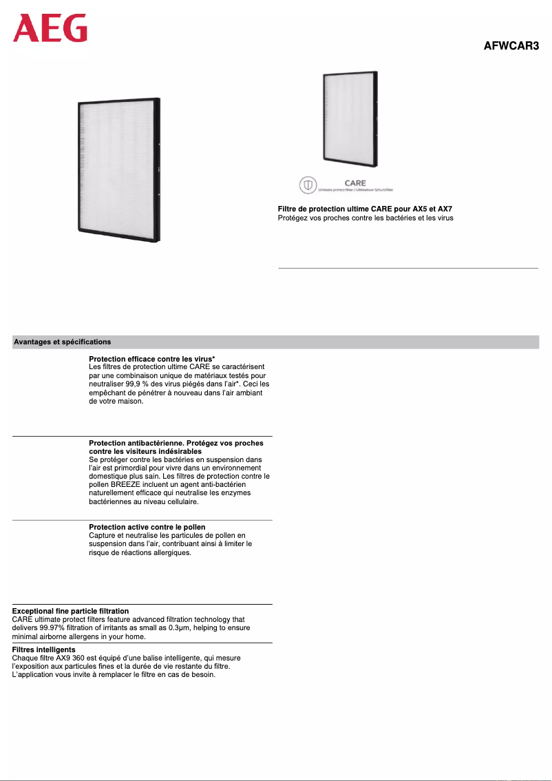 Image de la première page du manuel de l'appareil AFWCAR3