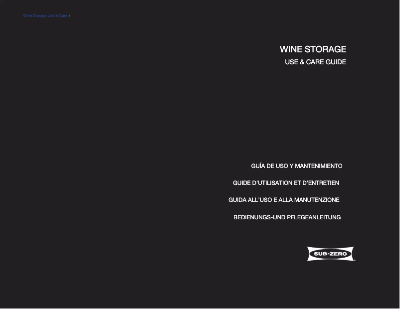 Page n°1 - Manuel utilisateur Sub-Zero ICB427RG