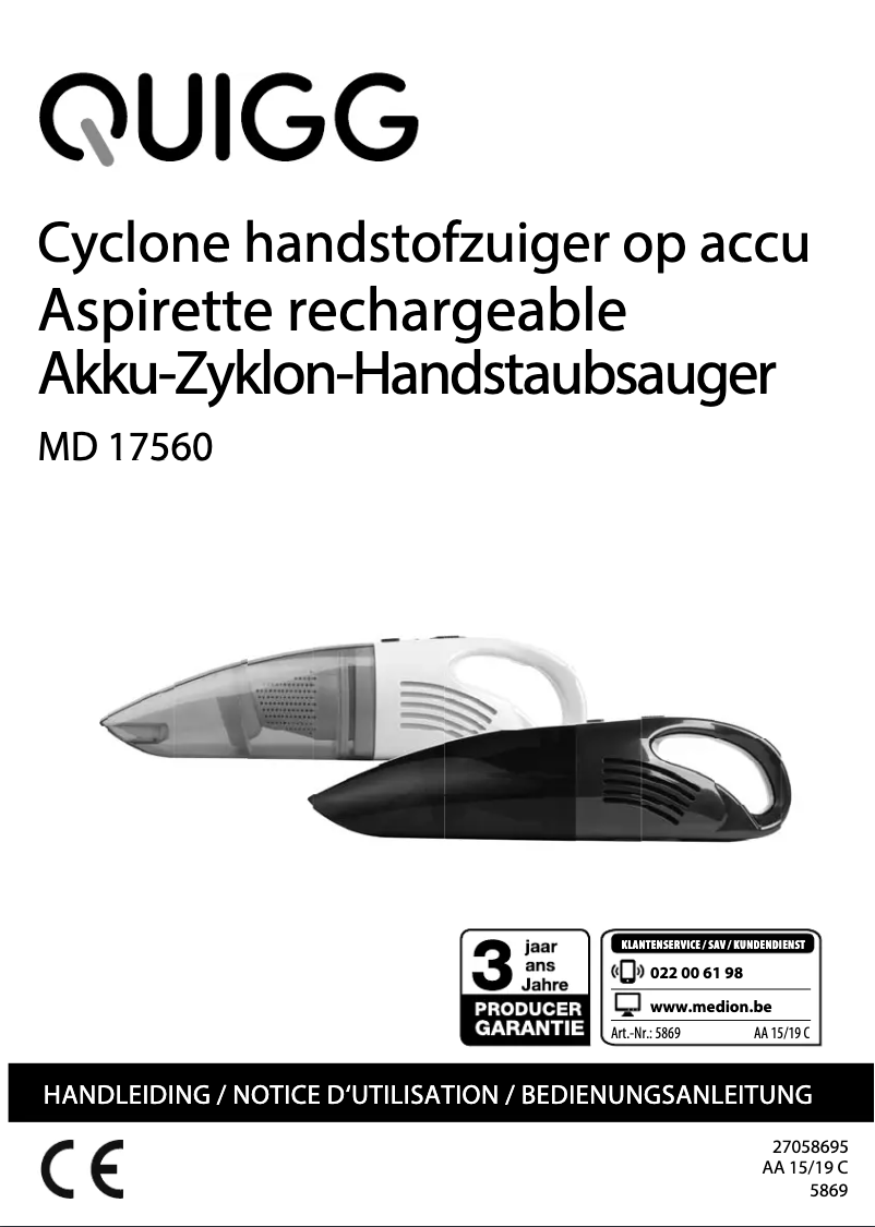 Page 1 de la notice Manuel utilisateur Quigg MD 17560