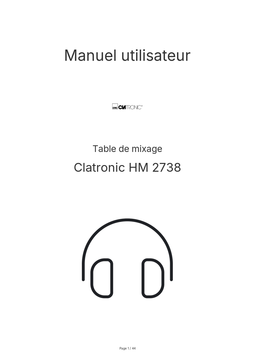 Page n°1 - Manuel utilisateur Clatronic HM 2738