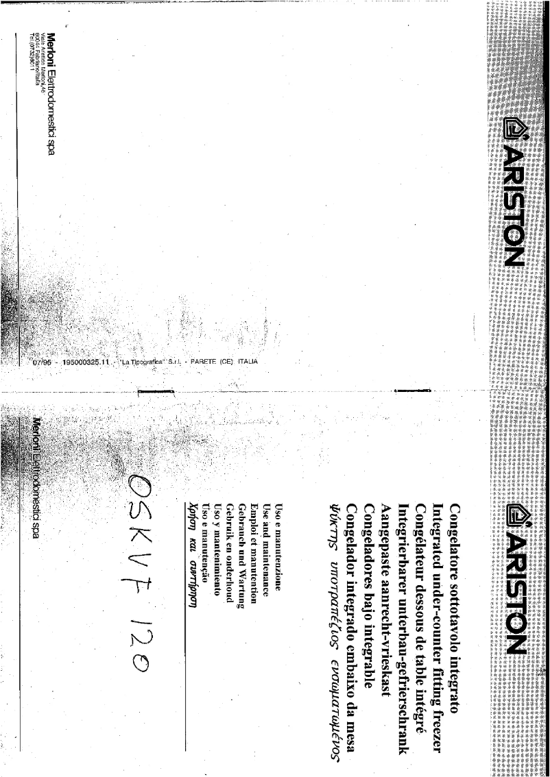 Page n°1 - Manuel utilisateur Ariston Thermo OSKVF 120