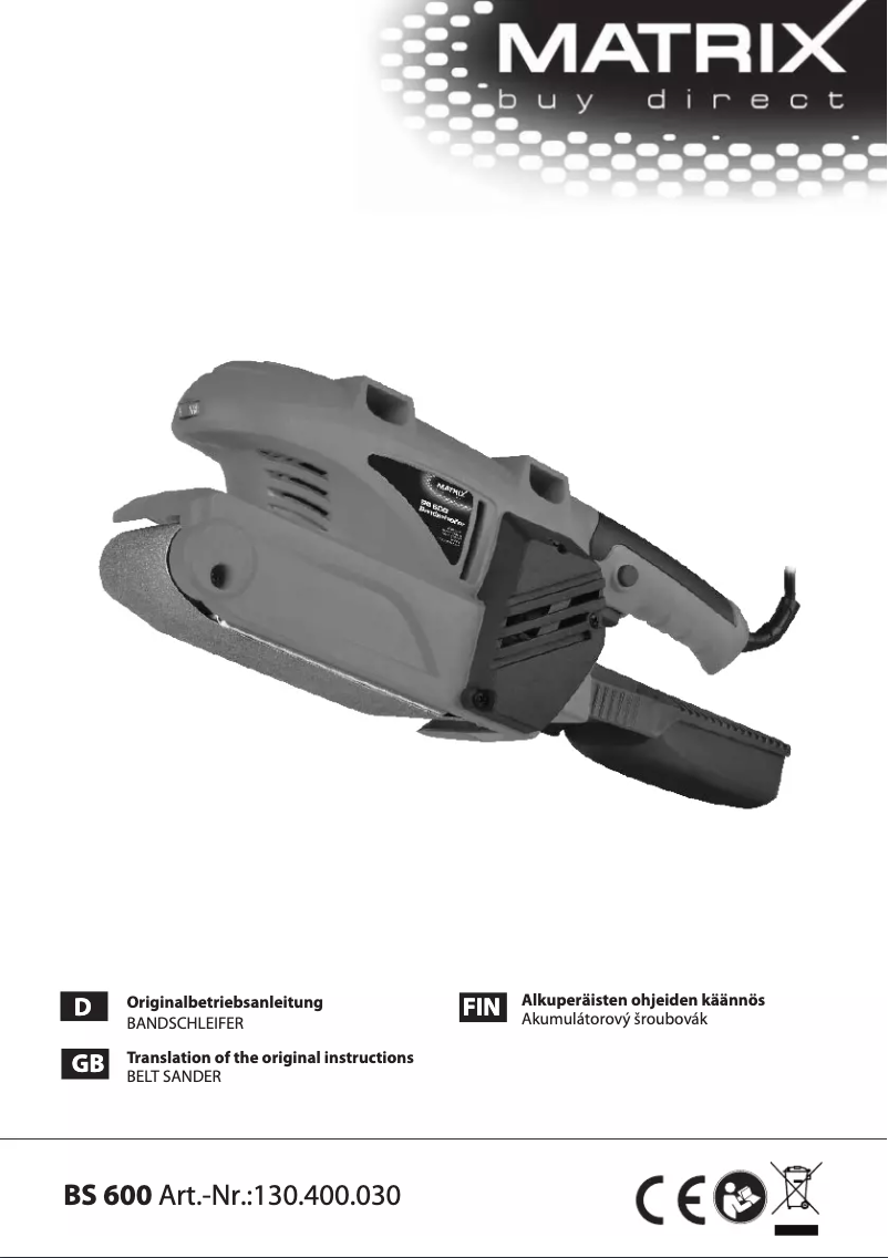 Page n°1 - Manuel utilisateur Matrix BS 600