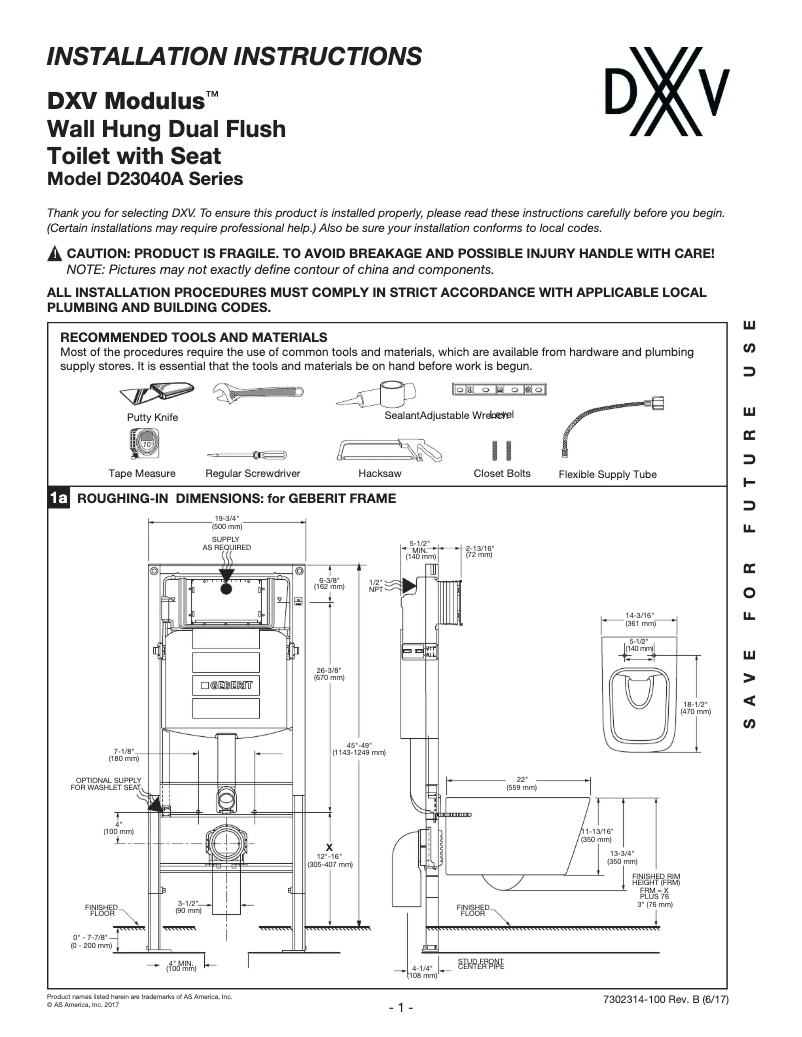 Página 1 del manual Manual de usuario Dxv DXV Modulus D23040A000