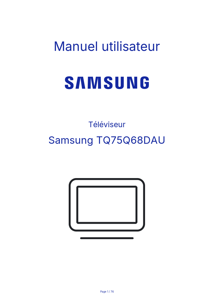Page n°1 - Manuel utilisateur Samsung TQ75Q68DAU